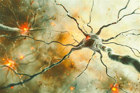 Neurons Connecting and Firing, Showcasing the Complex Interactions within the Brain Stock Photo ...