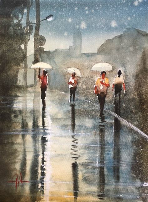 Rain Watercolor Painting at PaintingValley.com | Explore collection of Rain Watercolor Painting