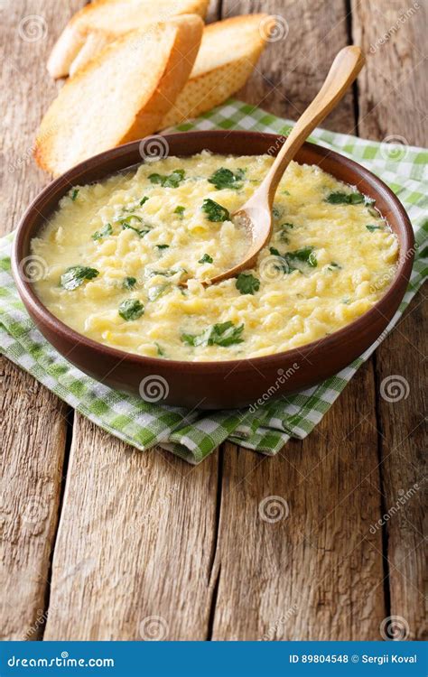 Italian Egg Soup Stracciatella with Farfalline Pasta Close-up. V Stock Photo - Image of food ...