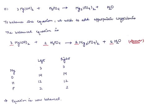 [Solved] How to balance this equation ?. c) 3Mg (OH) 2+ H3P04= H20 ...