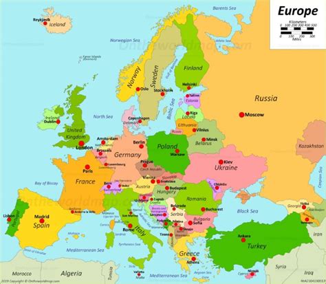 Map of Europe With Capitals - Ontheworldmap.com