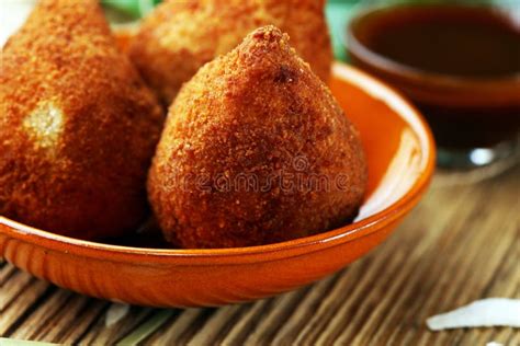 Coxinha Street Food. Brazilian Chicken Coxinha Over Rustic Background ...