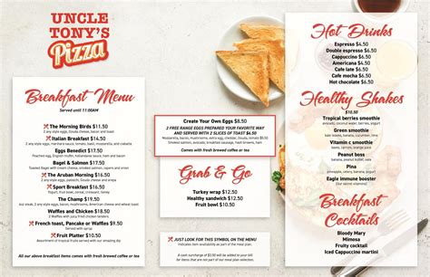 Uncle Tony's PIzza Breakfast & Lunch Menu