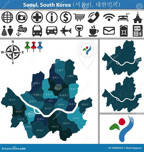 Map of Seoul with Districts Stock Vector - Illustration of seoulite, seoul: 100005563