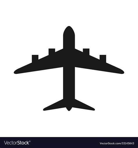 Black and white plane silhouette Royalty Free Vector Image