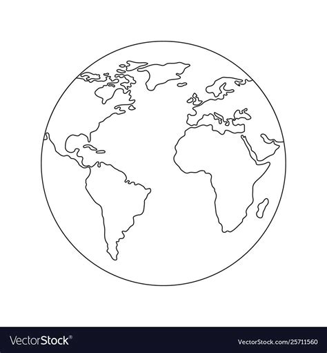 Earth globe template world map line style icon vector image on VectorStock | World map tattoos ...