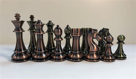 Metallic Chess Pieces - Copper & Brass Woodtek - 4.25" King