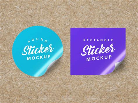 Free Round & Rectangle Sticker Mockup (PSD)