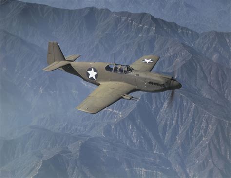 P-51A Mustang during a test flight near the North American Aviation ...