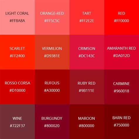 99 Shades of Red Color with Names, HEX, RGB, & CMYK • Colors Explained