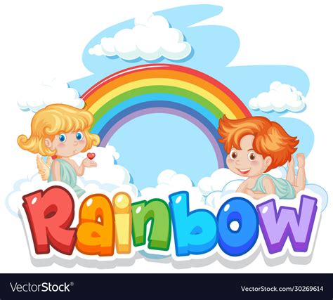 Font design for word rainbow with rainbow Vector Image