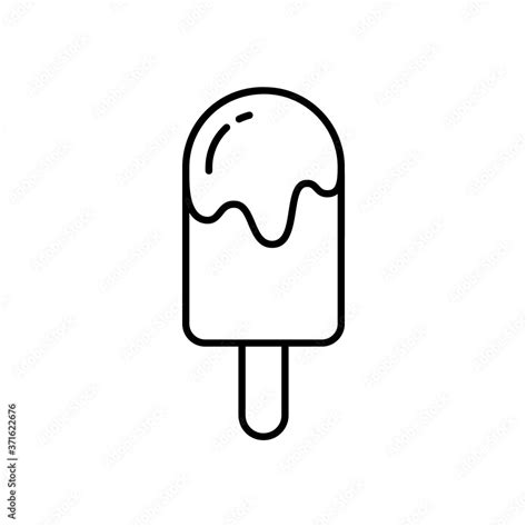 Melting ice cream, eskimo pie. Linear icon of Popsicle. Black simple illustration of ice lolly ...