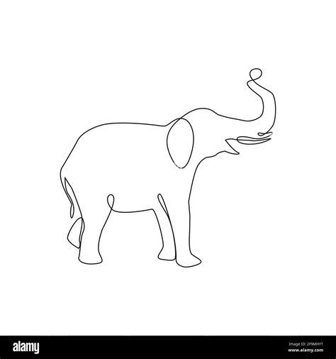 Minimalist One Line Elephant Icon. Elephant one line hand drawing continuous art print, Vector ...