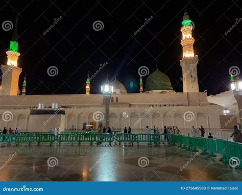 Al Masjid an Nabawi in Night Time Stock Photo - Image of tower, rasool: 275645580