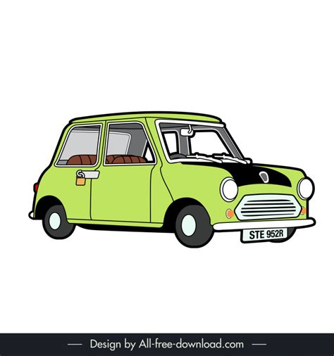 Mr bean s car in mr bean cartoon movie icon flat handdrawn classic sketch Vectors images graphic ...