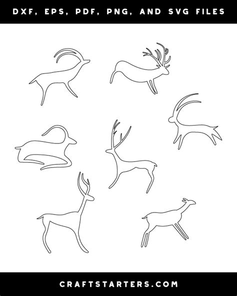 Deer Cave Painting Outline Patterns: DFX, EPS, PDF, PNG, and SVG Cut Files