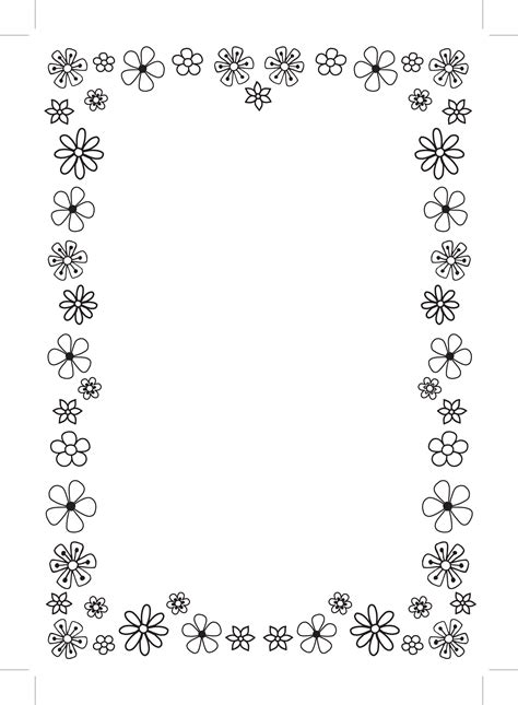 Black and White Flower Border Paper | Borders for paper, Clip art borders, Flower border