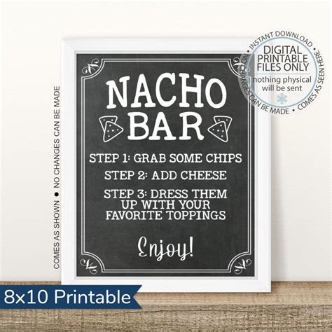 Printable Nacho Bar Sign Printable Nacho Table Sign Table - Etsy