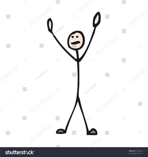 Quirky Drawing Of Stick-Man With Hands In Air Stock Vector Illustration 51546226 : Shutterstock