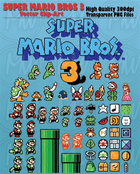 Super Mario Bros 3, Clipart, Mario, Pixels, 8-bit, Vector, Classic ...