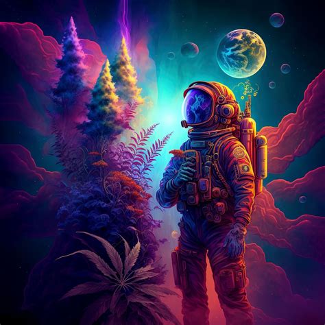 Trippy Tapestry Marijuana Astronaut V4 Colorful UV - Etsy | Trippy tapestry, Wall art, Painting