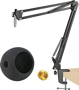 Blue Snowball Mic Stand with Pop Filter - Microphone Boom Arm Stand with Foam Windscreen for ...