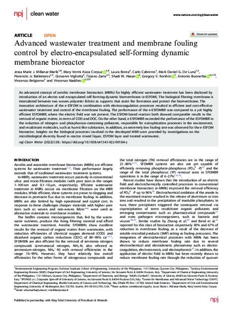 (PDF) Advanced wastewater treatment and membrane fouling control by ...