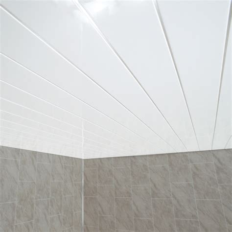 decorative bathroom wall and ceiling pvc cladding plain white with chrome strip DIY Materials ...