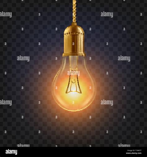 Light Bulb Vector. Glowing Bright Light Bulb Icon. Fluorescent Invention. 3D Realistic ...