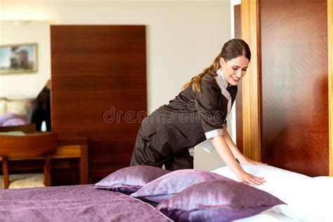 Professional Cleaning Service in a Hotel Room Stock Image - Image of ...