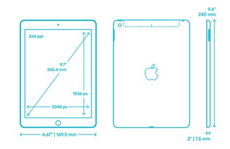 Apple iPad (5th Gen) - 2017 Dimensions & Drawings | Dimensions.Guide