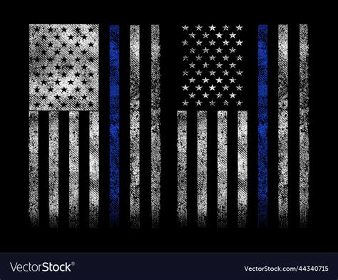 Grunge usa police flag with thin blue line Vector Image