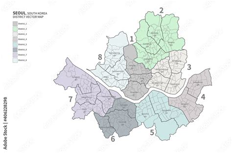 Vecteur Stock Map of Seoul, south korea. Seoul district map. | Adobe Stock