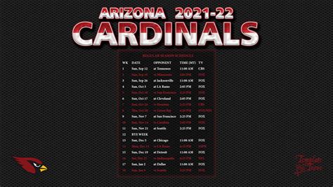 2021-2022 Arizona Cardinals Wallpaper Schedule