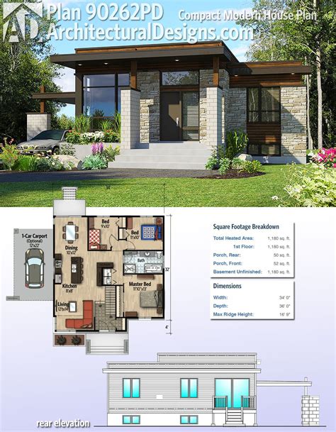 Plan 90262PD: Compact Modern House Plan | Contemporary house plans ...