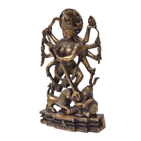 Brass Statue Of Mahishasura-Mardini Goddess Durga