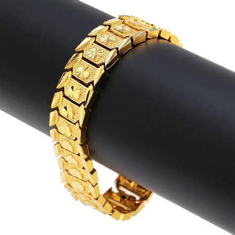 Fashion Heart Men Bracelet Beautiful Male Jewelry 24K Gold Bracelet ...