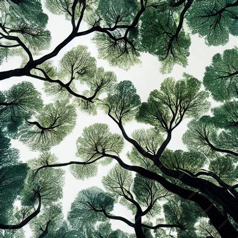 Premium Photo | Crown shyness trees landscape forest tree crown treetops