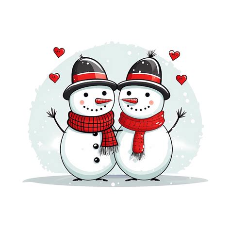 Happy Christmas Snowman PNG Couple Clipart, Cute Christmas Snowman Watercolor Clipart, Christmas ...