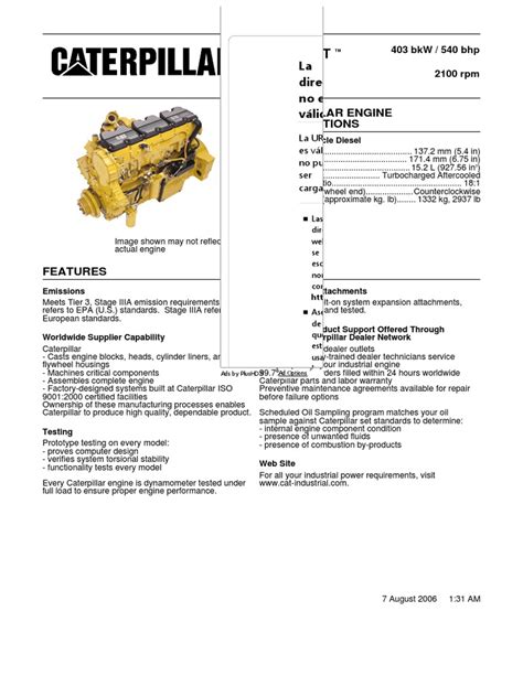 CAT C15 SPECIFICATIONS.pdf | Engines | Diesel Engine