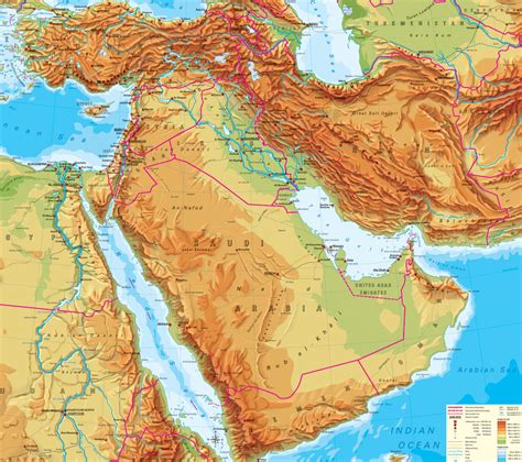 Middle East Physical Features Map