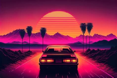 Premium Photo | Design in the style of the 80s futuristic synthesizer retro wave wallpaper ...