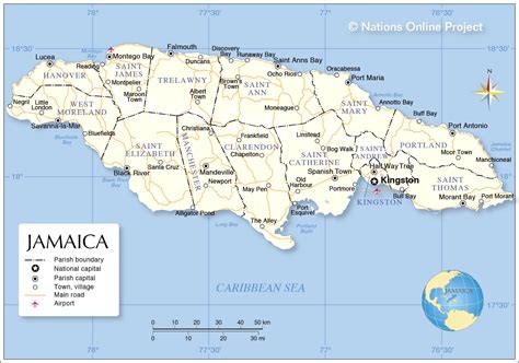 Administrative Map of Jamaica - Nations Online Project