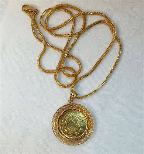 22K Saudi Arabian GUINEA GOLD TRADE COIN in Setting and 21K GOLD CHAIN Necklace- Necklaces ...