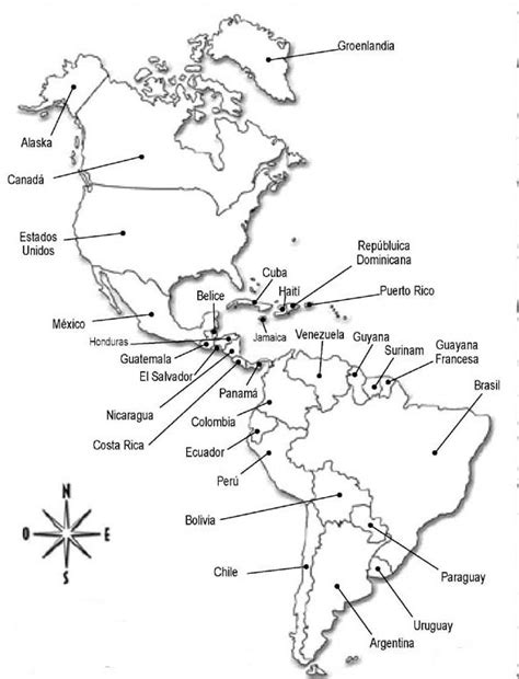 Mapa de América con nombres - Mapa de América