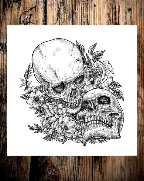 Eternal. Art Print 8x8. Skull romantic love | Etsy