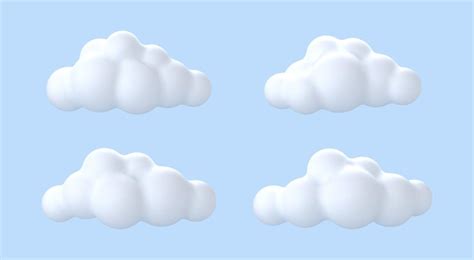 Premium Vector | 3D white clouds isolated on blue background Round cartoon cloud icons Vector 3d ...