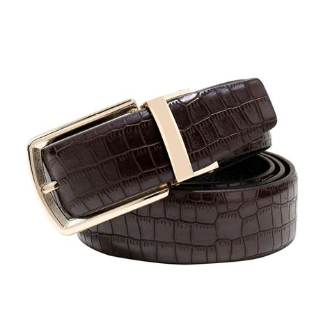 Men's Dress Belt Leather Reversible Belts For Men Black/Brown Sides Designer Blet Rotated Gold ...