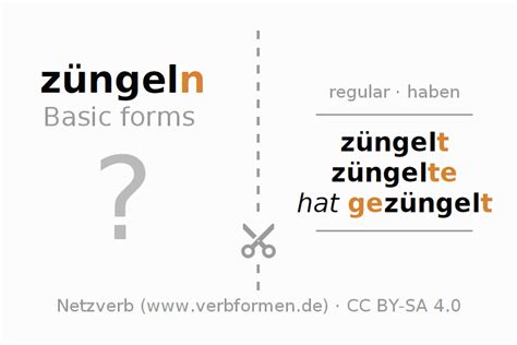 Worksheets German "züngeln" - Exercises, downloads for learning | Netzverb Dictionary