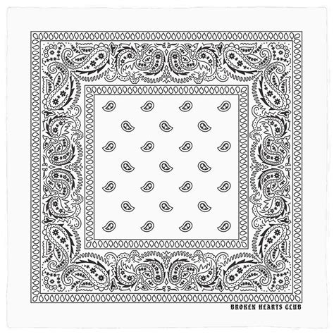 Broken Hearts White Paisley Poly Bandana - 24x24 inch | Bandannas, Paisley, Vector images